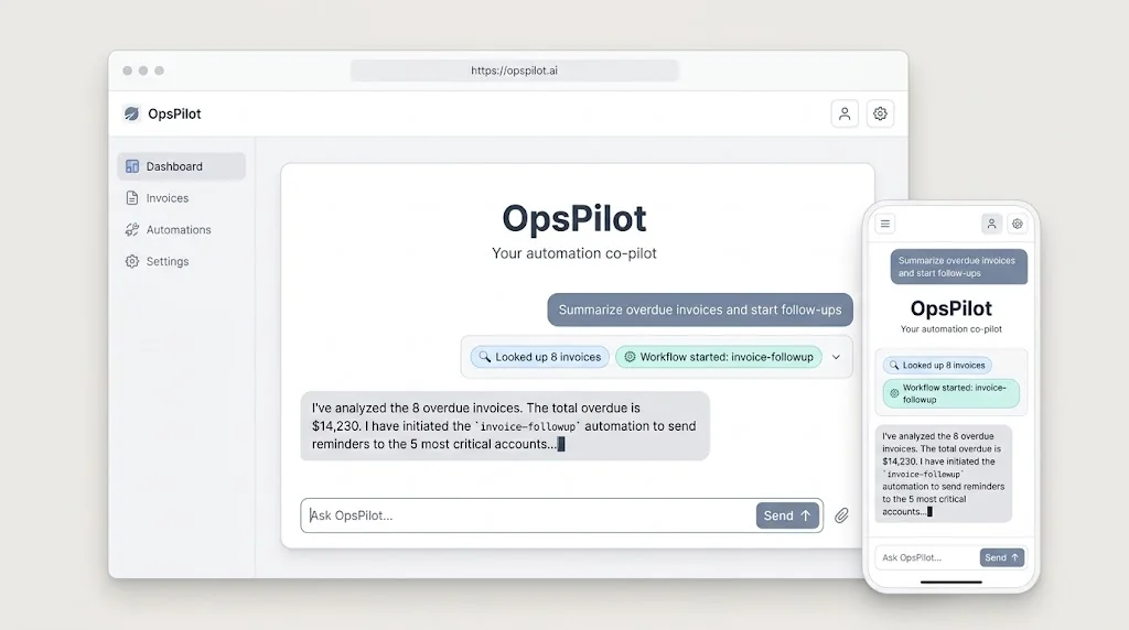 Screenshot-style mockup of the Next.js and Shadcn UI agent chat dashboard with a streaming response and tool-call badges